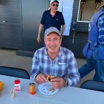 A club member enjoying lunch at a Western Sydney Clay Target Club event
